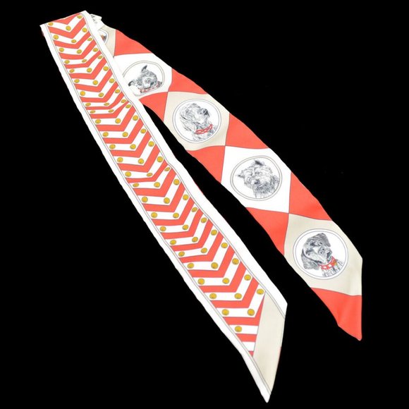 Auth HERMES Colliers et chiens Twilly Scarf Stole Bag Handle Accessories - Picture 4 of 12
